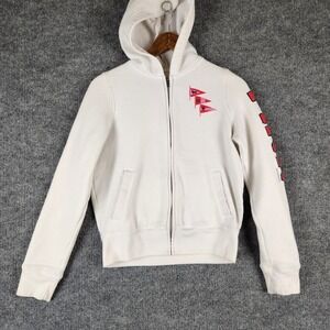 Victoria's Secret PINK Hoodie Full Zip White SS Love Pink Nautical Graphic Small